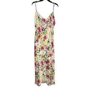 Paper Hearts Maxi Floral Slip Dress Size L Adjustable Straps Cottagecore Fairy
